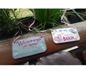 Stickserie ITH - Balkon Schilder inkl. Wimpel "Balkon"